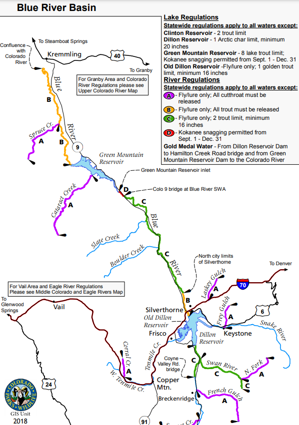 Colorado Parks and Wildlife map of the Blue River